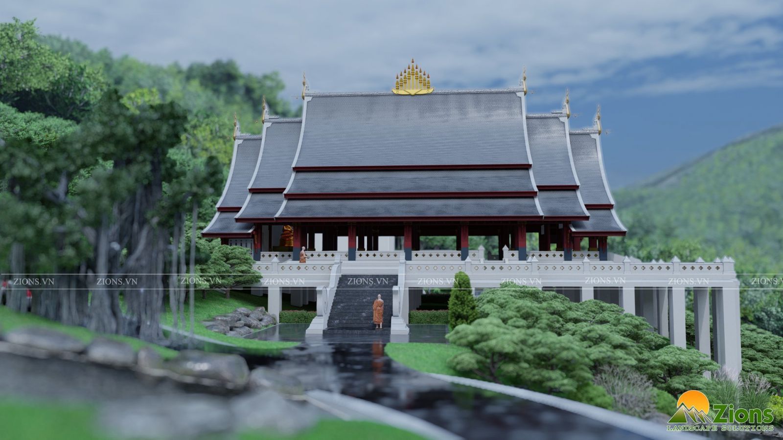 Cảnh quan chùa với từng phân khu